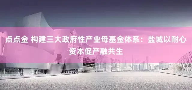 点点金 构建三大政府性产业母基金体系：盐城以耐心资本促产融共生